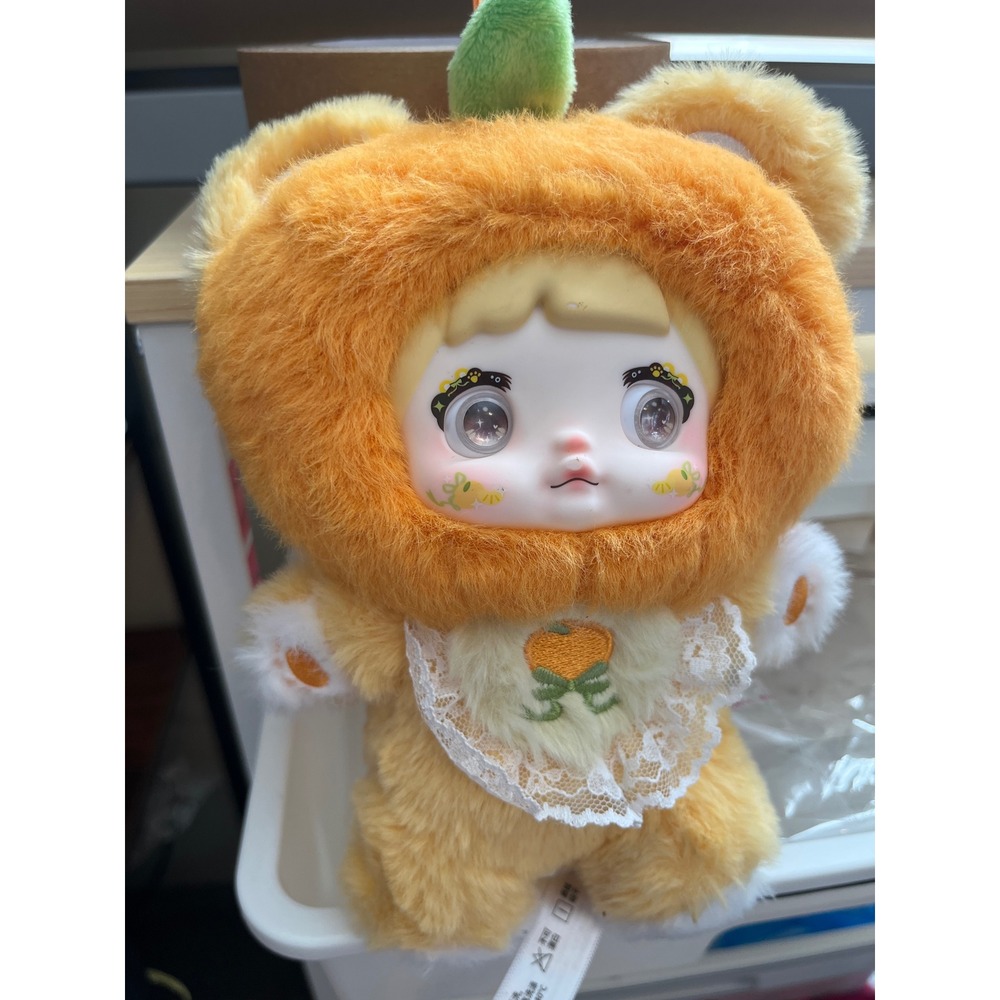 Nommi Plush Doll‎ Orange Fuzzy Art Toy Vinyl Face Collectible